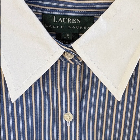 NWT Ralph Lauren Logo Monogram
Striped Button Front Top Size 1X - Picture 7 of 9